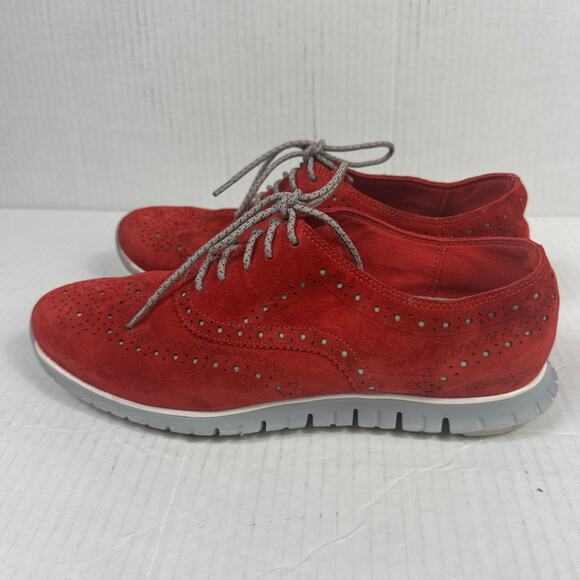 Cole Haan Zerogrand Womens Red Suede Wingtip Oxfords Shoes Size 8 B W02106 - Picture 1 of 6